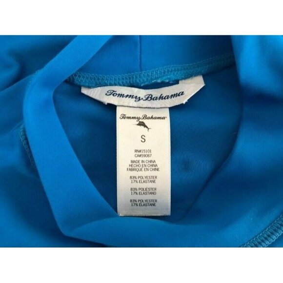 TOMMY BAHAMA Short Sleeve Rash Guard Top Womens Small Blue Poly Spandex Blend - Picture 5 of 5